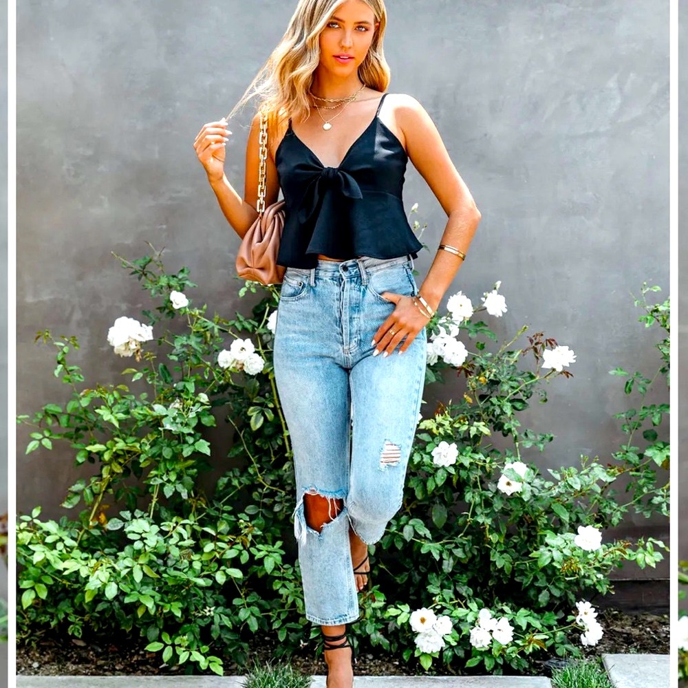 Babydoll Tank, Cropped, Satin, S, M, L - Picture 3 of 11